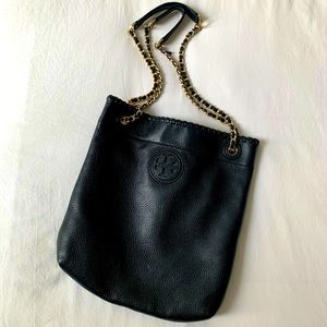 Black Tory Burch Leather Bucket Bag